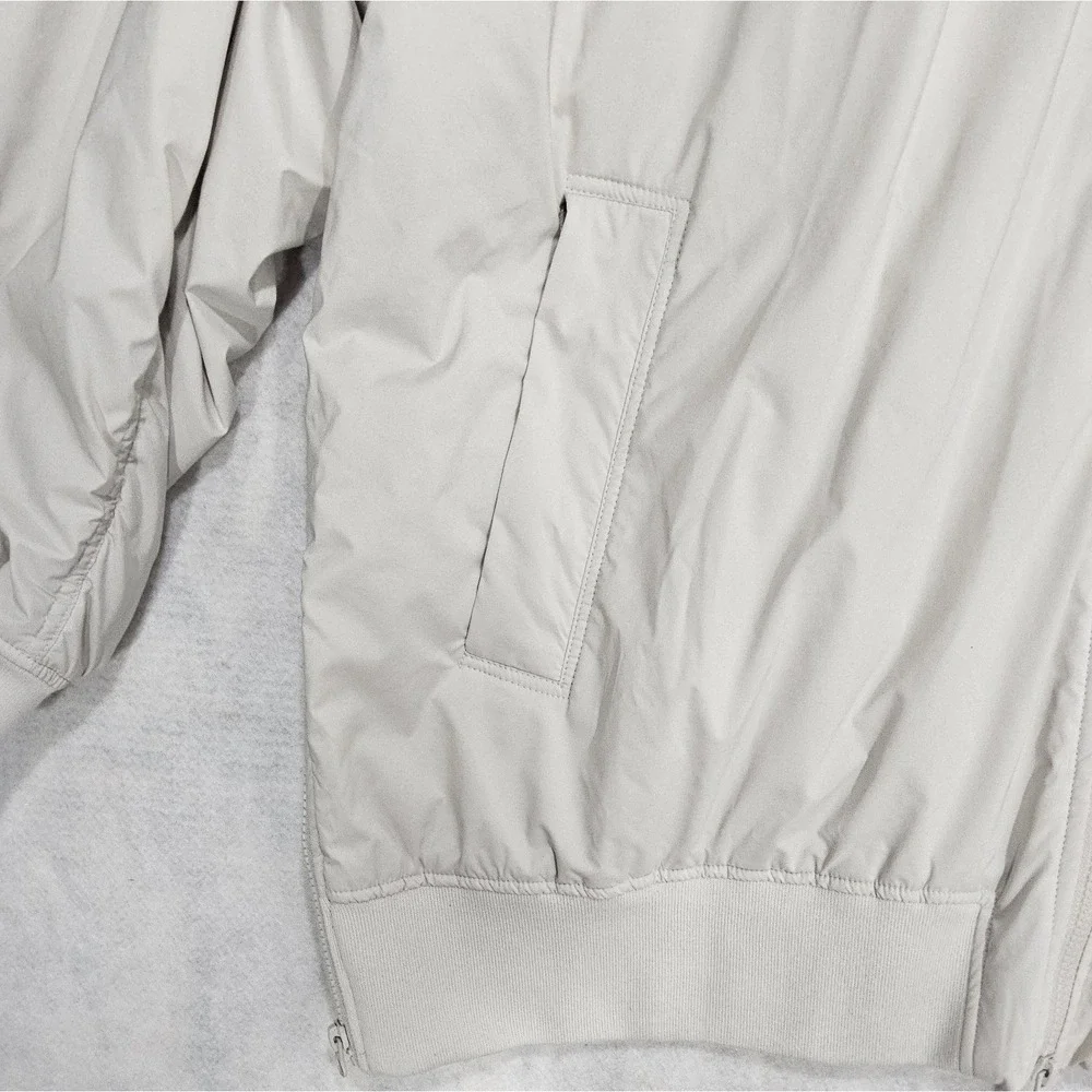 Zella‎ Coat Mens XXL 2XL NEW Bomber Lightweight Relax Fit Gray Beige Zip Pockets